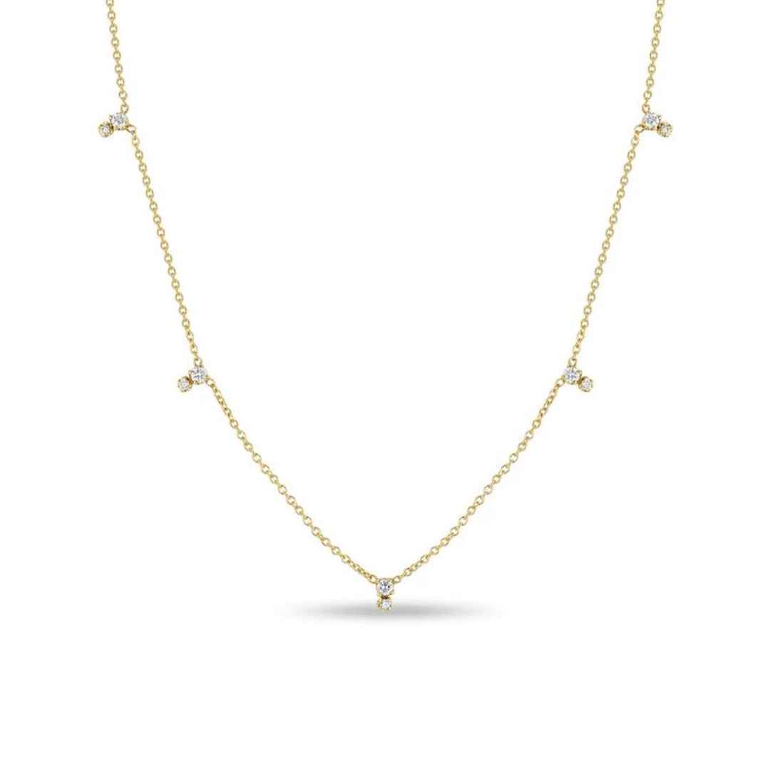 14K Double Diamond Station Necklace
