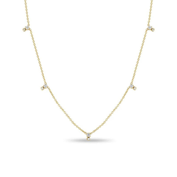 14K Double Diamond Station Necklace