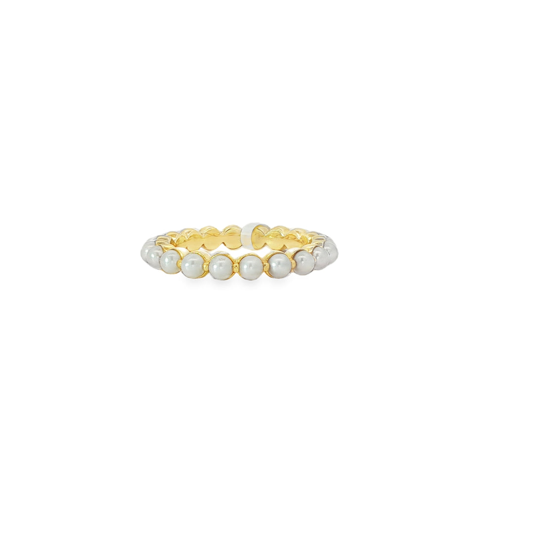 18K Yellow Gold Pearl Eternity Ring