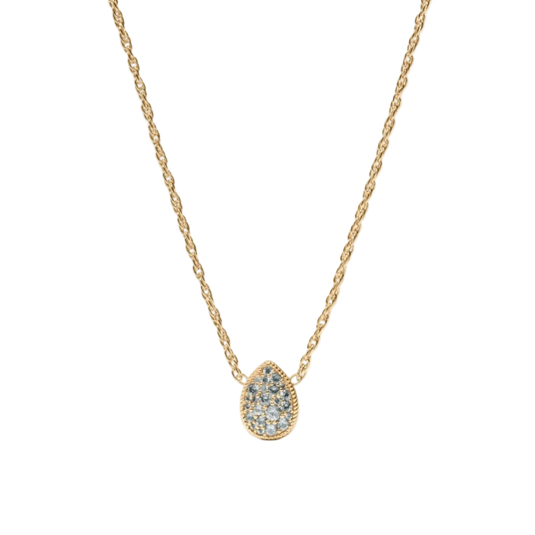 Aquamarine Birthstone Teardrop Delicate Necklace