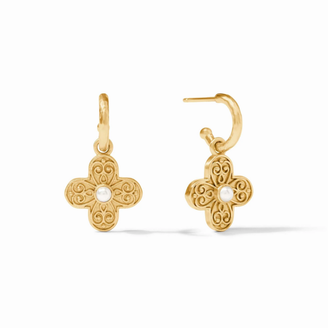 Malta Corinth Hoop & Charm Earring In Pearl