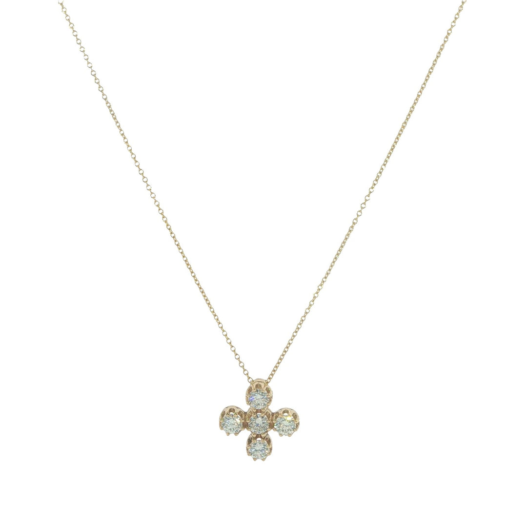 18K Yellow Gold Diamond Cross Pendant Necklace - 17"