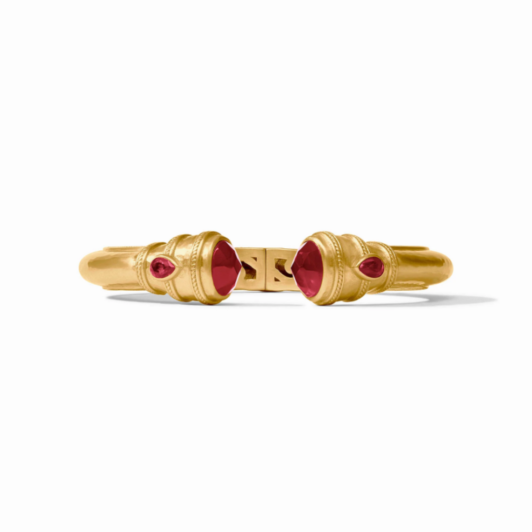 Cannes Demi Cuff With Iridescent Ruby Red Stones