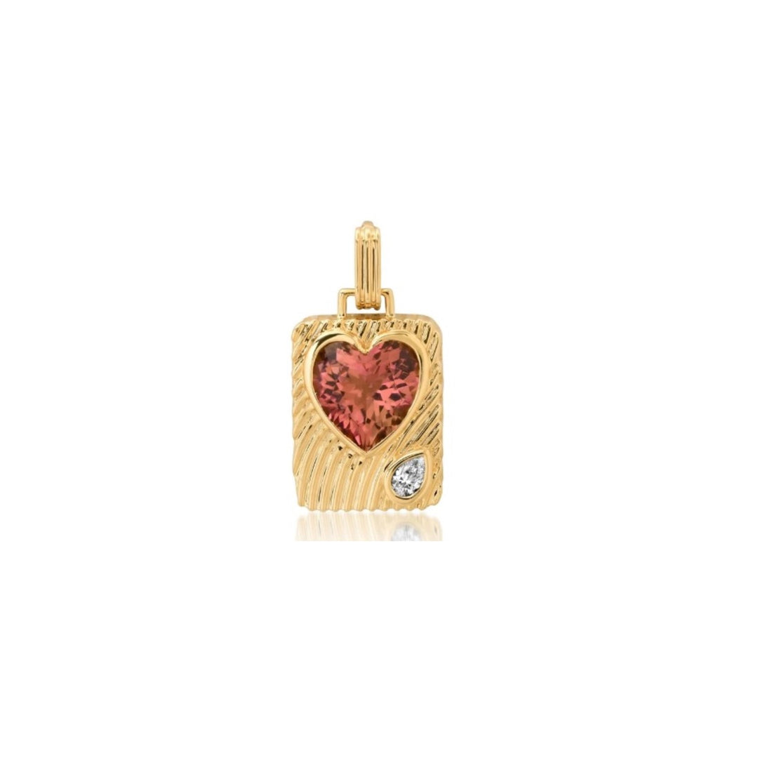 Ripple Heart Amulet Pendant In Pink Tourmaline