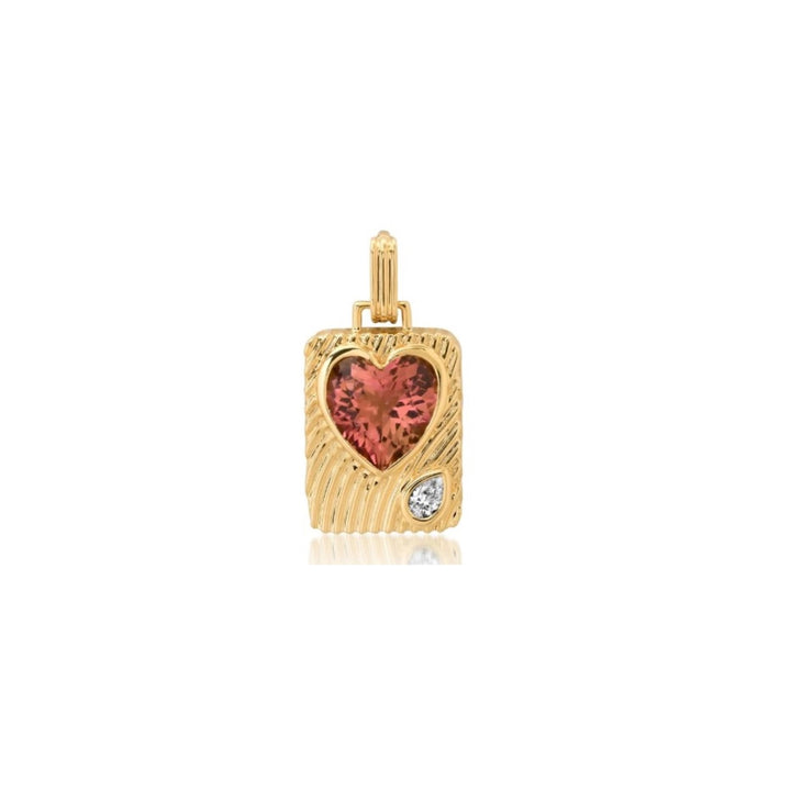 Ripple Heart Amulet Pendant In Pink Tourmaline