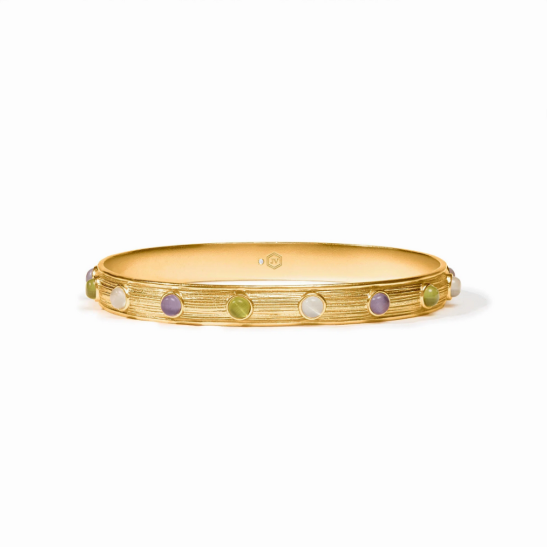 Cobblestone Stone Bangle With Multi-Stone Cat's Eye - 8"