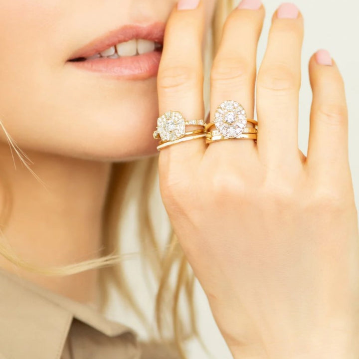 "Points North" Diamond Ring With Cushion Cut, Baguette, and Round Diamonds - Size 7