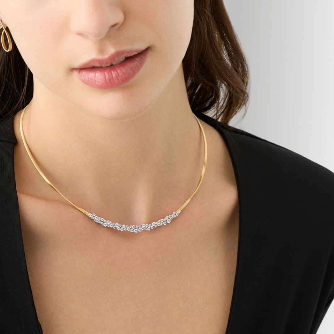 18K Marrakech Collar Necklace With Round Diamonds - 16.5"