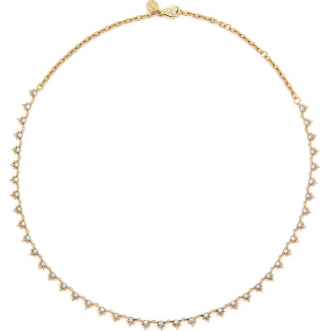 14K Gold Love Explosion Diamond Star Tennis Necklace