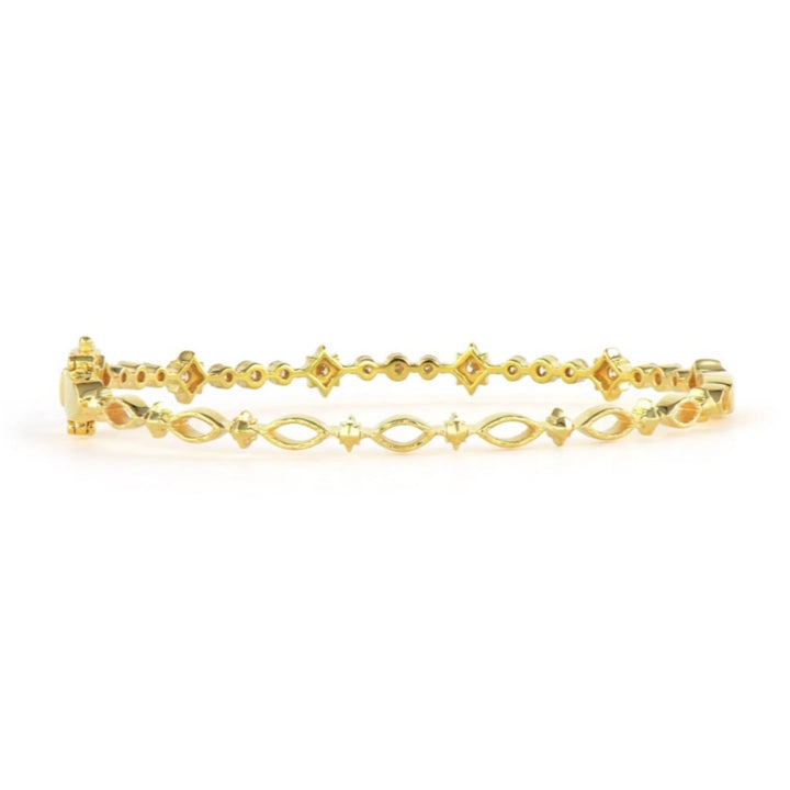 Narrow Diamond Star Bangle - 6.5"
