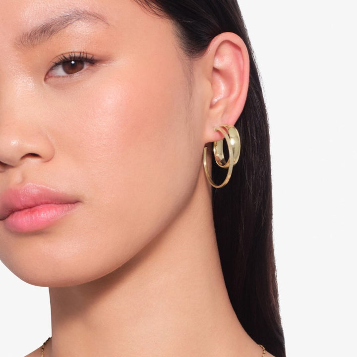 Small Wide Bold Hollow Hoops
