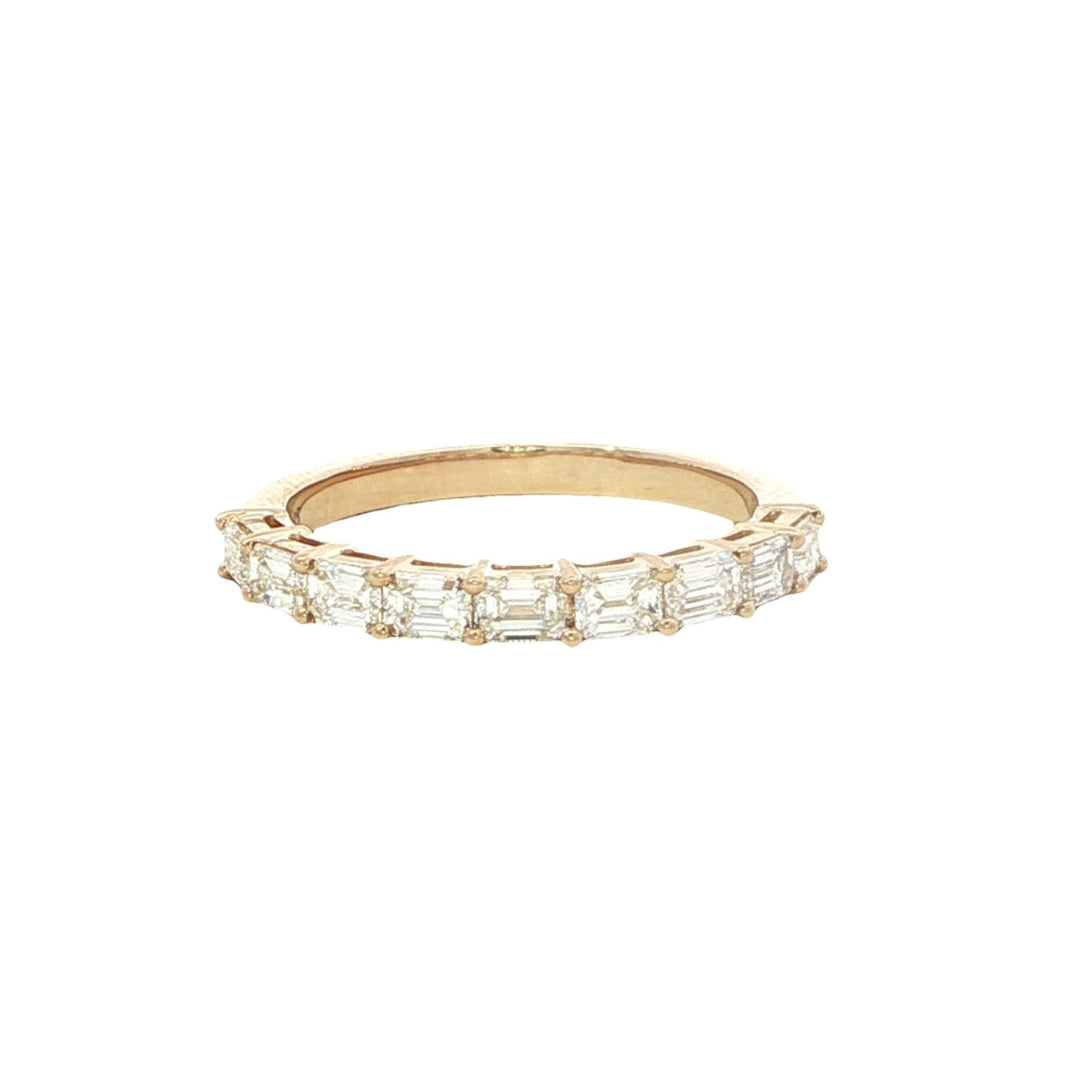 14K Yellow Gold Ring With East West Emerald Diamonds Weighing 0.89cts - Size 6.5