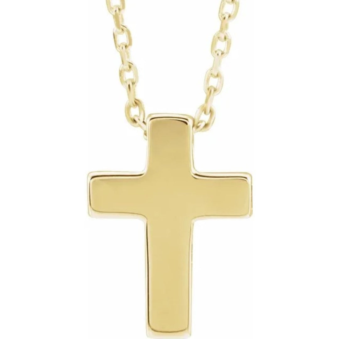 14K Yellow Gold Petite Cross Necklace - 16"