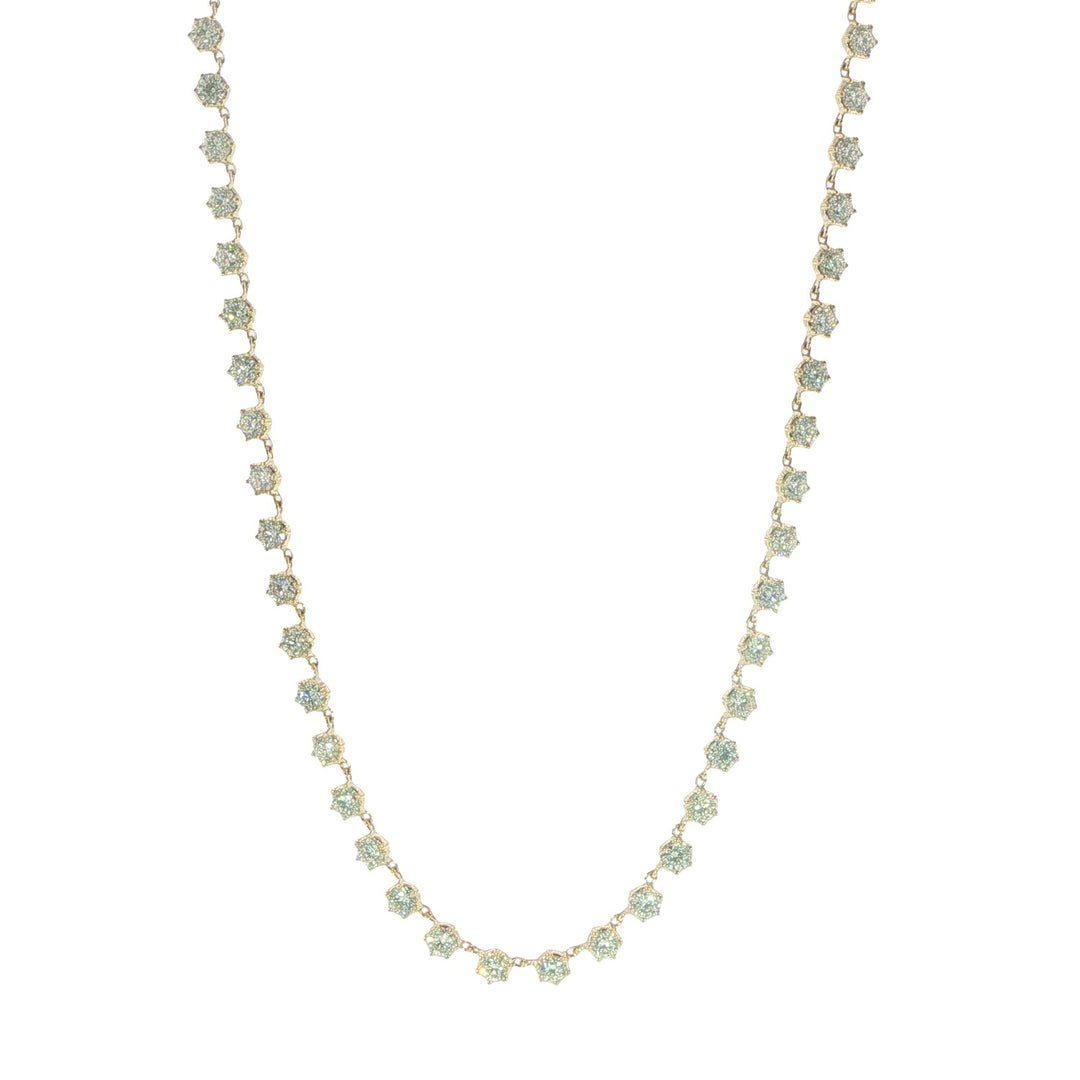 14K Yellow Gold Collet-Set Round Diamond Necklace - 16"