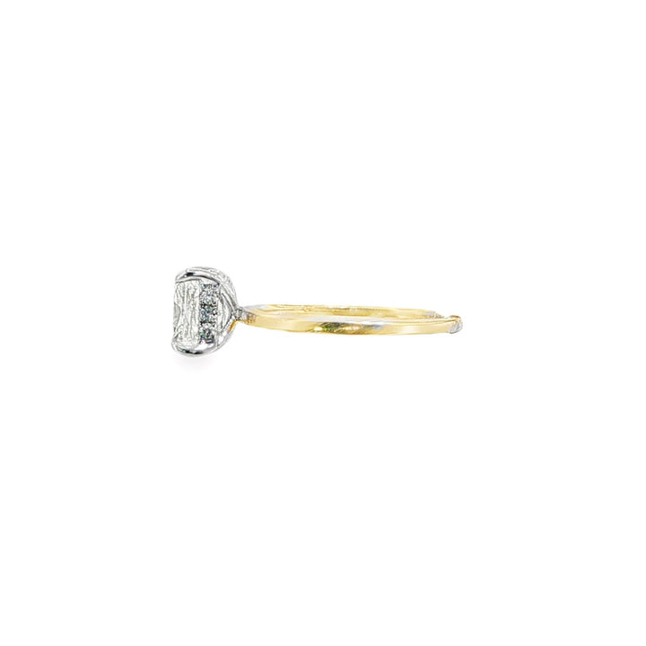 14K Yellow Gold Cushion Cut Solitaire Engagement Ring With Hidden Halo - Size 6.5