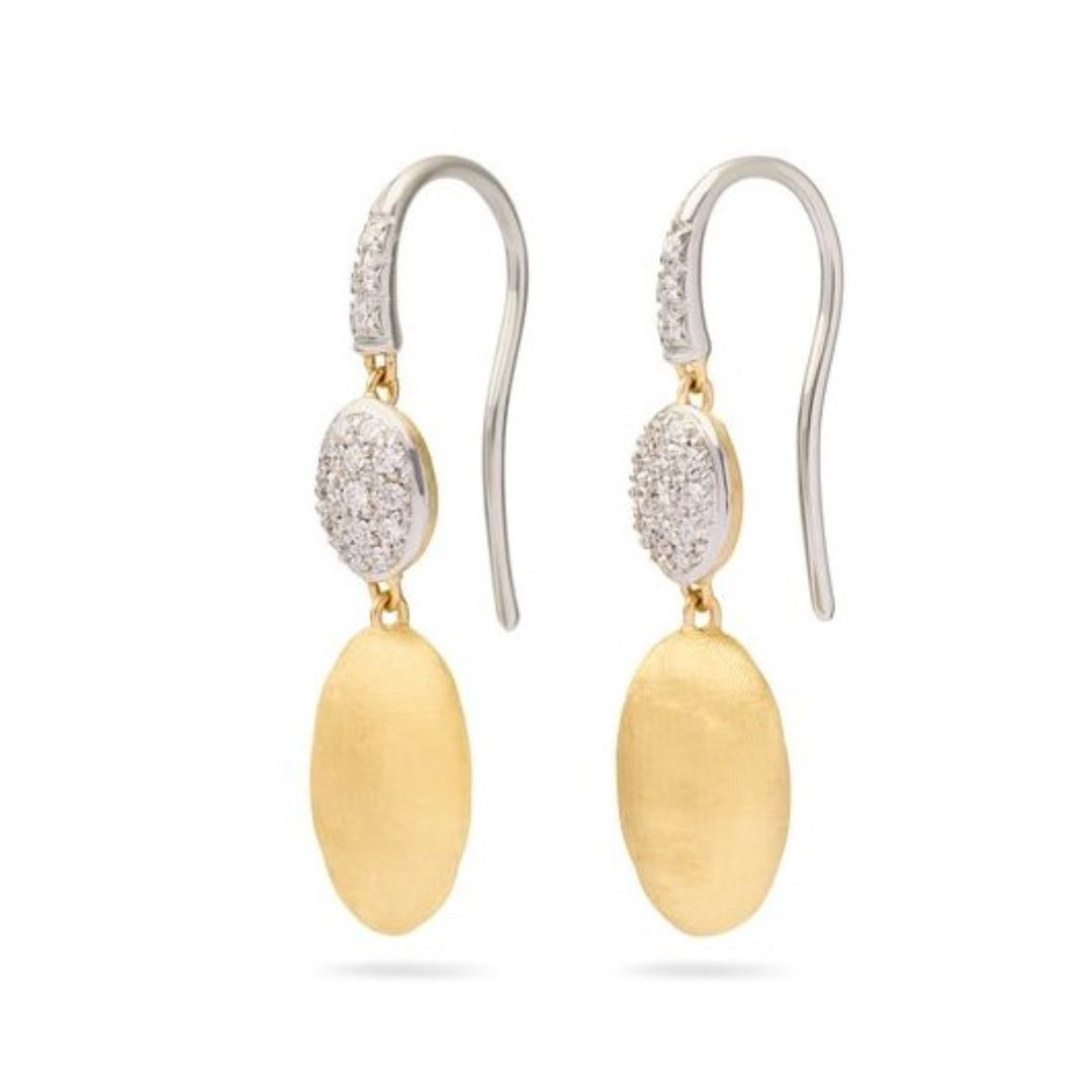 18K Yellow Gold Hook Earrings With Diamond Accents