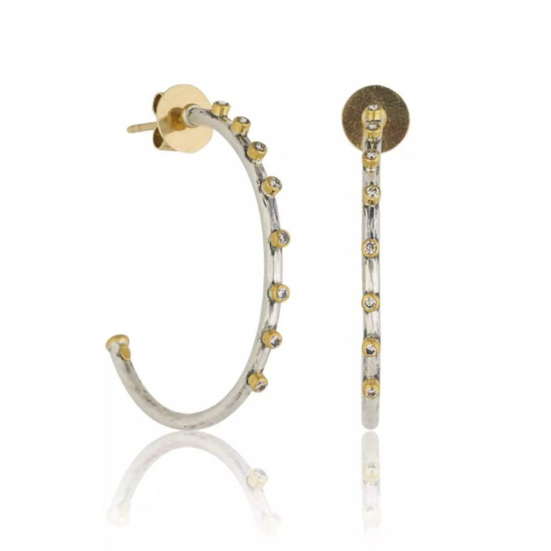 24K & Silver Dima Diamond Hoops