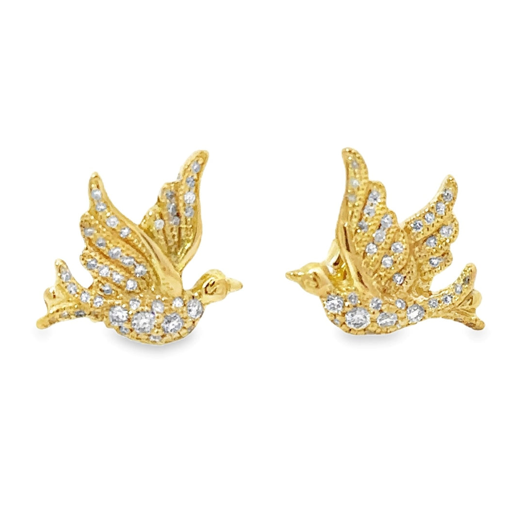 22K Gold Diamond Love Bird Studs