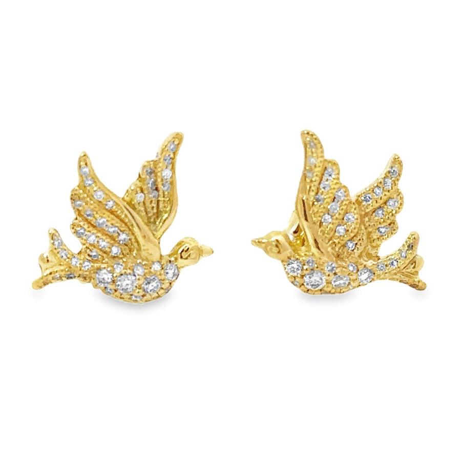 22K Gold Diamond Love Bird Studs Cathy Eastham Fine Jewelry