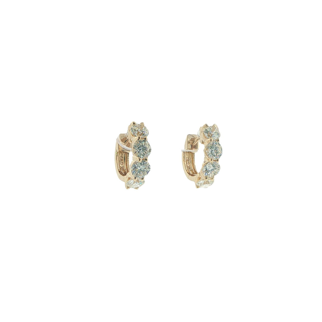 14K Yellow Gold Diamond Huggies Weighing 2.45cts