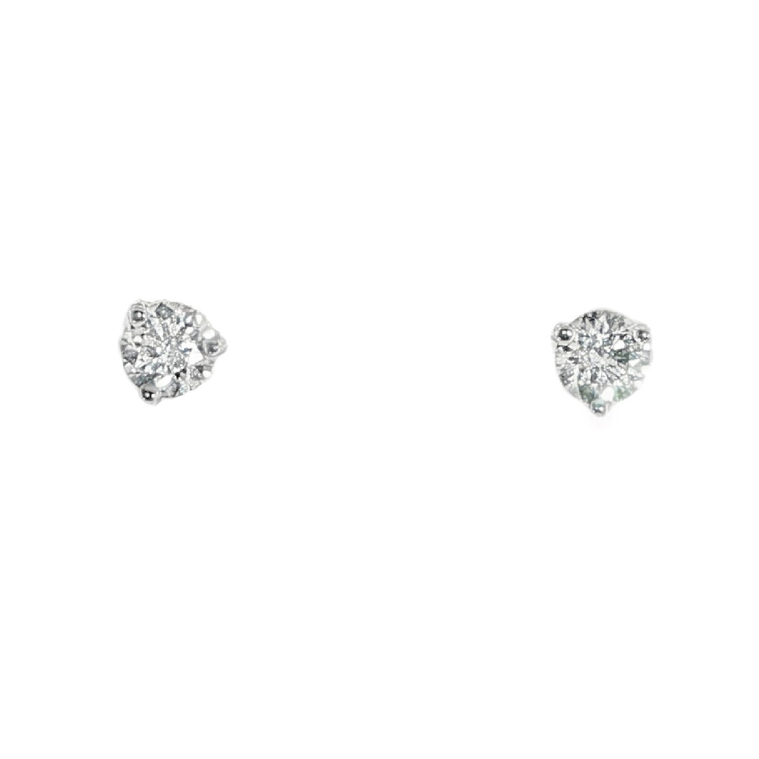 18K White Gold 3 Prong Round Diamond Studs Weighing 0.40cts