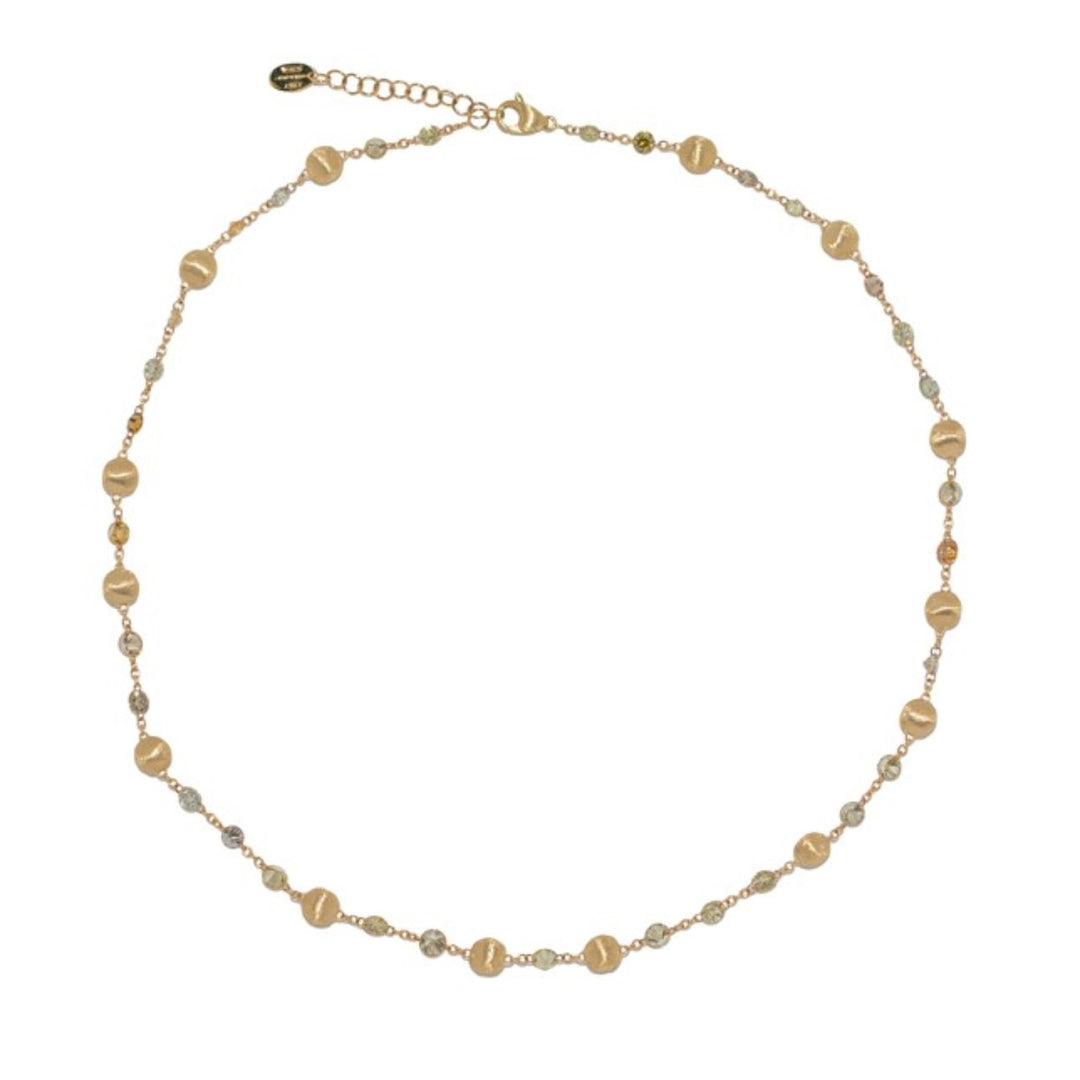 One Of A Kind Yellow Gold Station Necklace With Multi Colored Diamonds