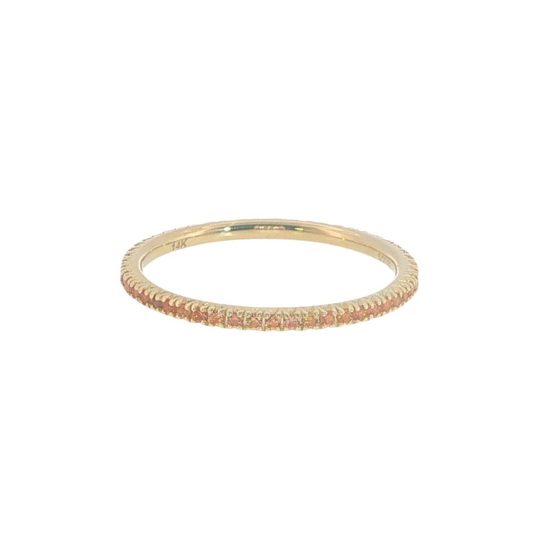 14K Yellow Gold Orange Sapphire Eternity Stacking Band - Size 6.5