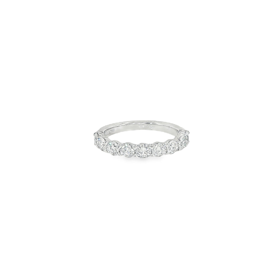 18K White Gold Silk Prong Half Round Half Eternity Band - Size 6