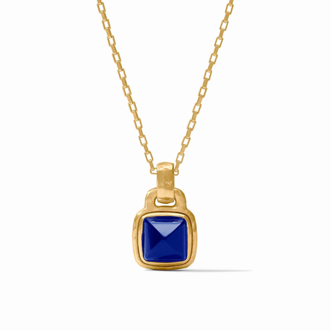 Sahara Solitaire Necklace With Iridescent Sapphire Blue Pendant - 16-18"