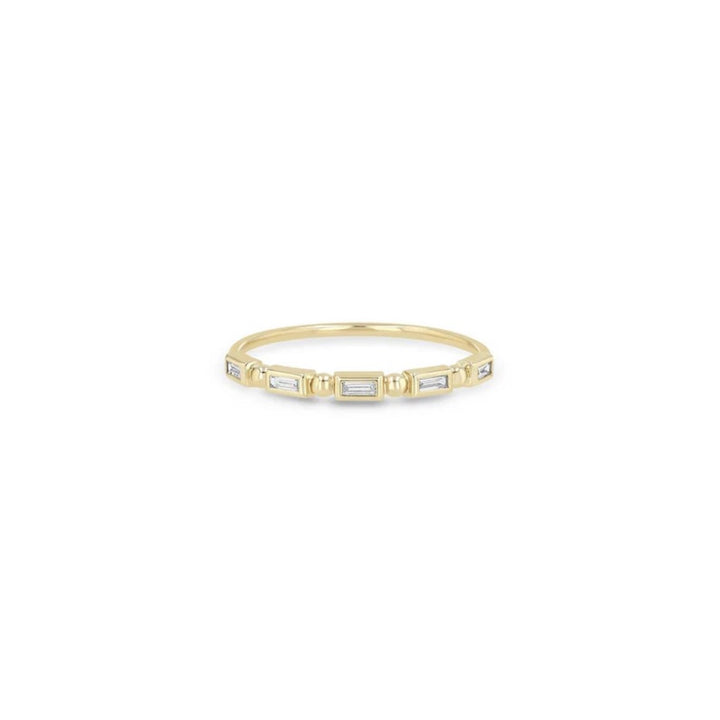 Bead and Baguette Bezel Diamond Ring