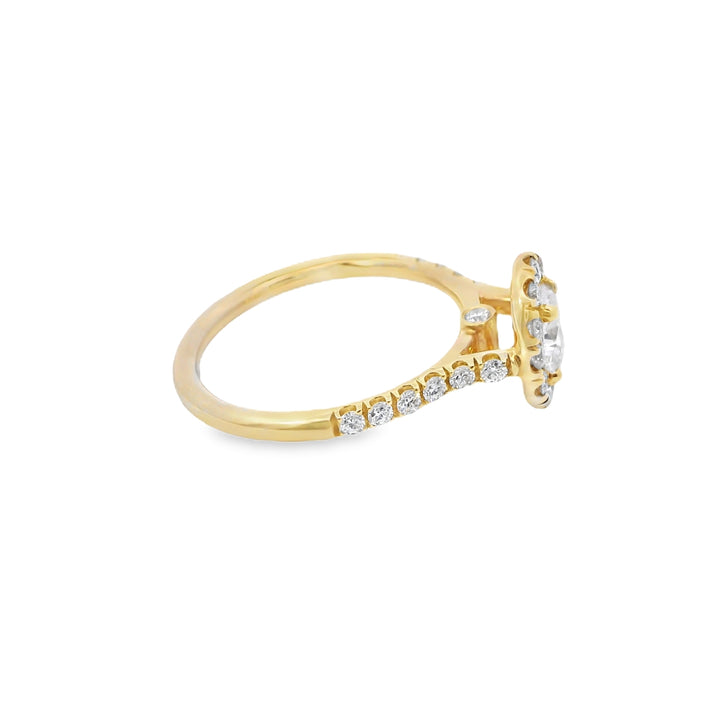 14K Gold 0.50ct Oval Halo Diamond Engagement Ring