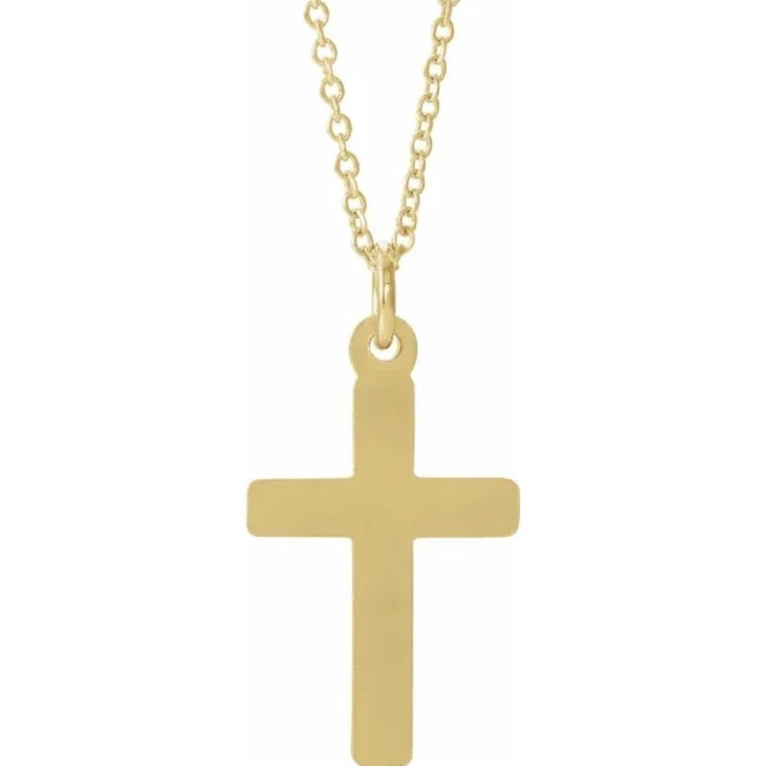 14K Yellow Gold Cross Necklace - 18"
