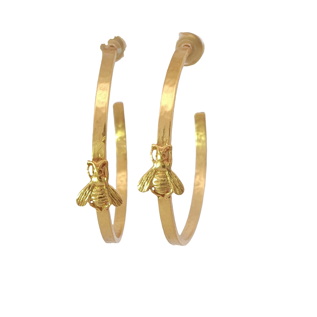 Large Bee Hoop Earrings