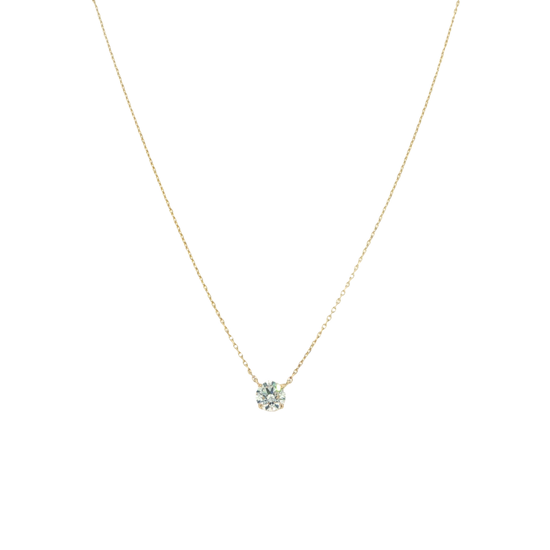 14K Yellow Gold Solitaire Diamond Pendant Necklace Weighing 1ct - 18"