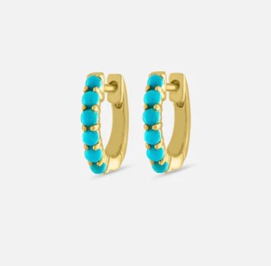 Turquoise Cabochon Huggie Earrings
