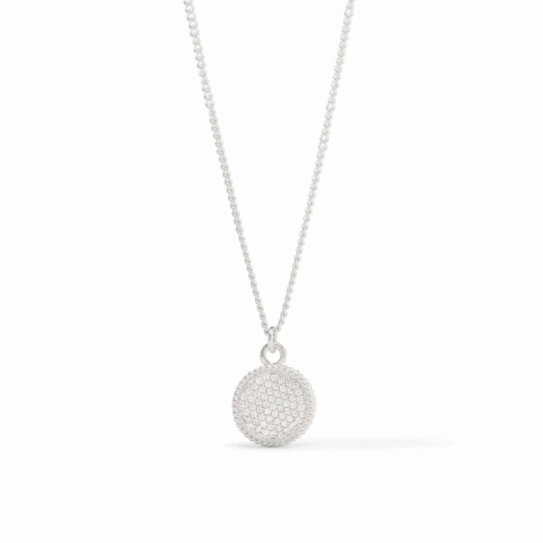 Silver Fleur-de-Lis Solitaire Necklace With Cubic Zirconia