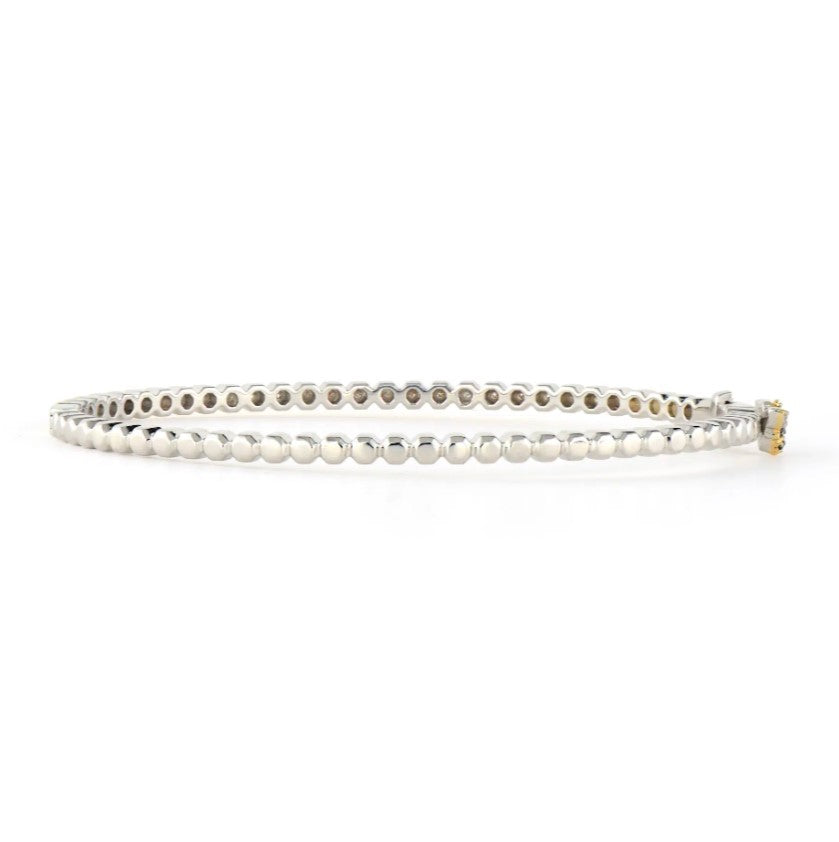 Two Toned Honeycomb Diamond Bangle - 6.5"