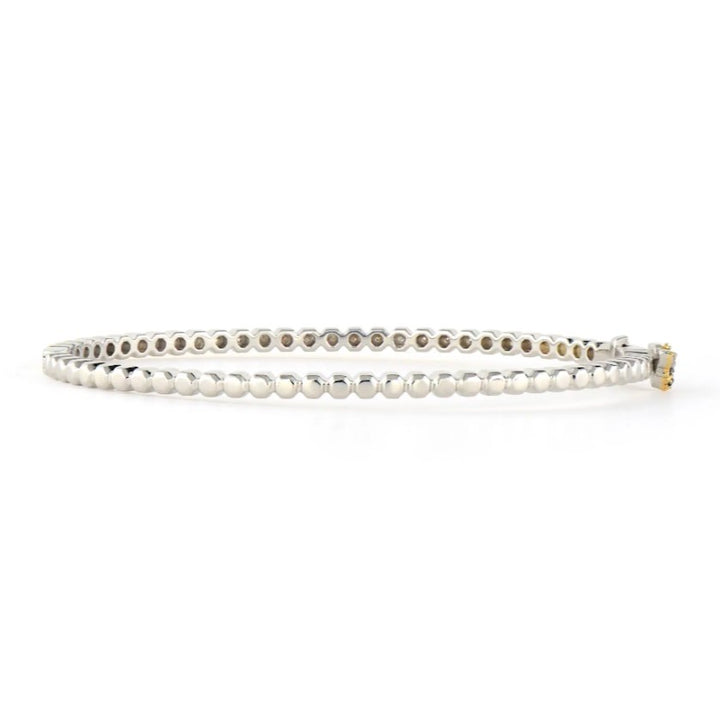 Two Toned Honeycomb Diamond Bangle - 6.5"