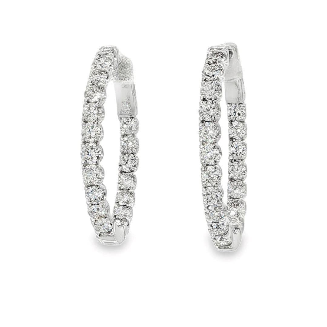 White Gold and Diamond Inside Out Hoop Earrings Weighing 3.08cts