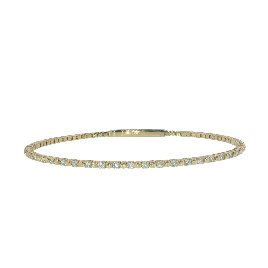 14K Yellow Gold Ball And Diamond Flexible Bracelet