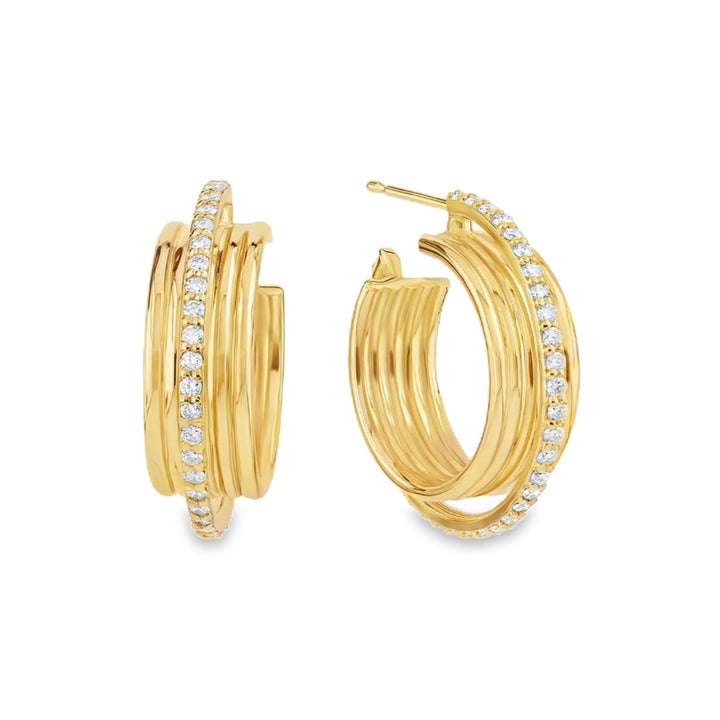 14K Gold 20mm Kinetic Diamond Huggies