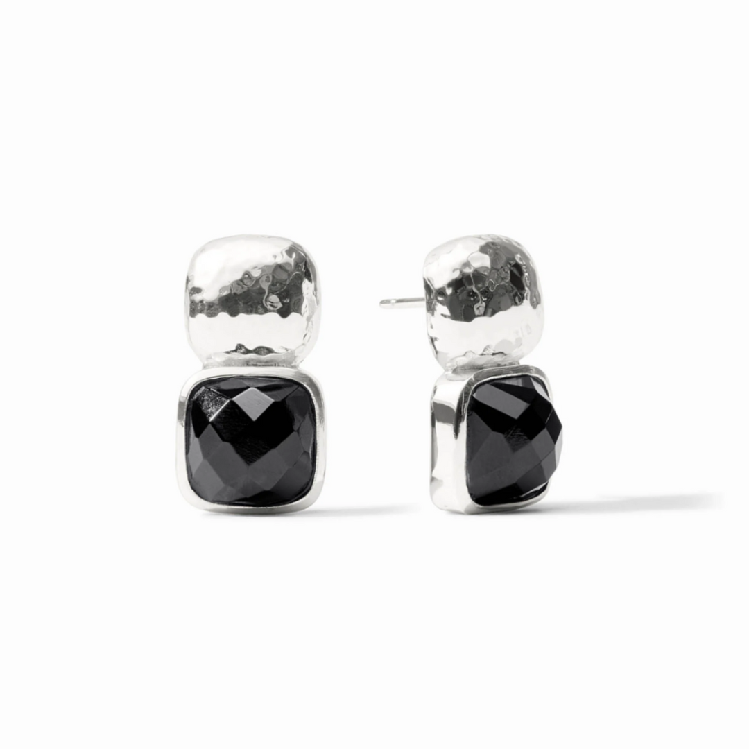 Silver Catalina Earrings In Obsidian Black