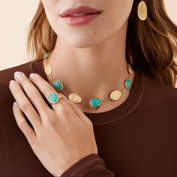 18K Yellow Gold Collar Necklace with Turquoise