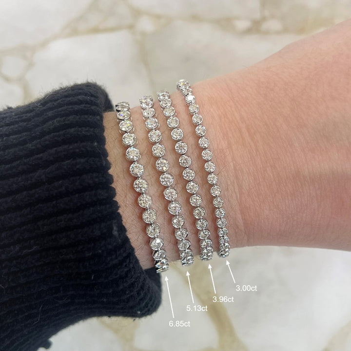 14K White Gold 6.85ct Bezel Diamond Tennis Bracelet