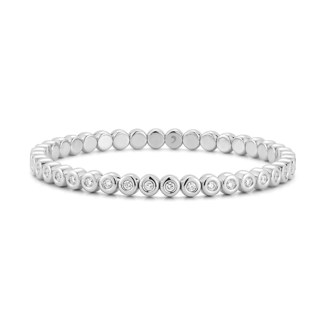 18K White Gold Bezel Set Diamond Stretch Bracelet Weighing 1.86ctw