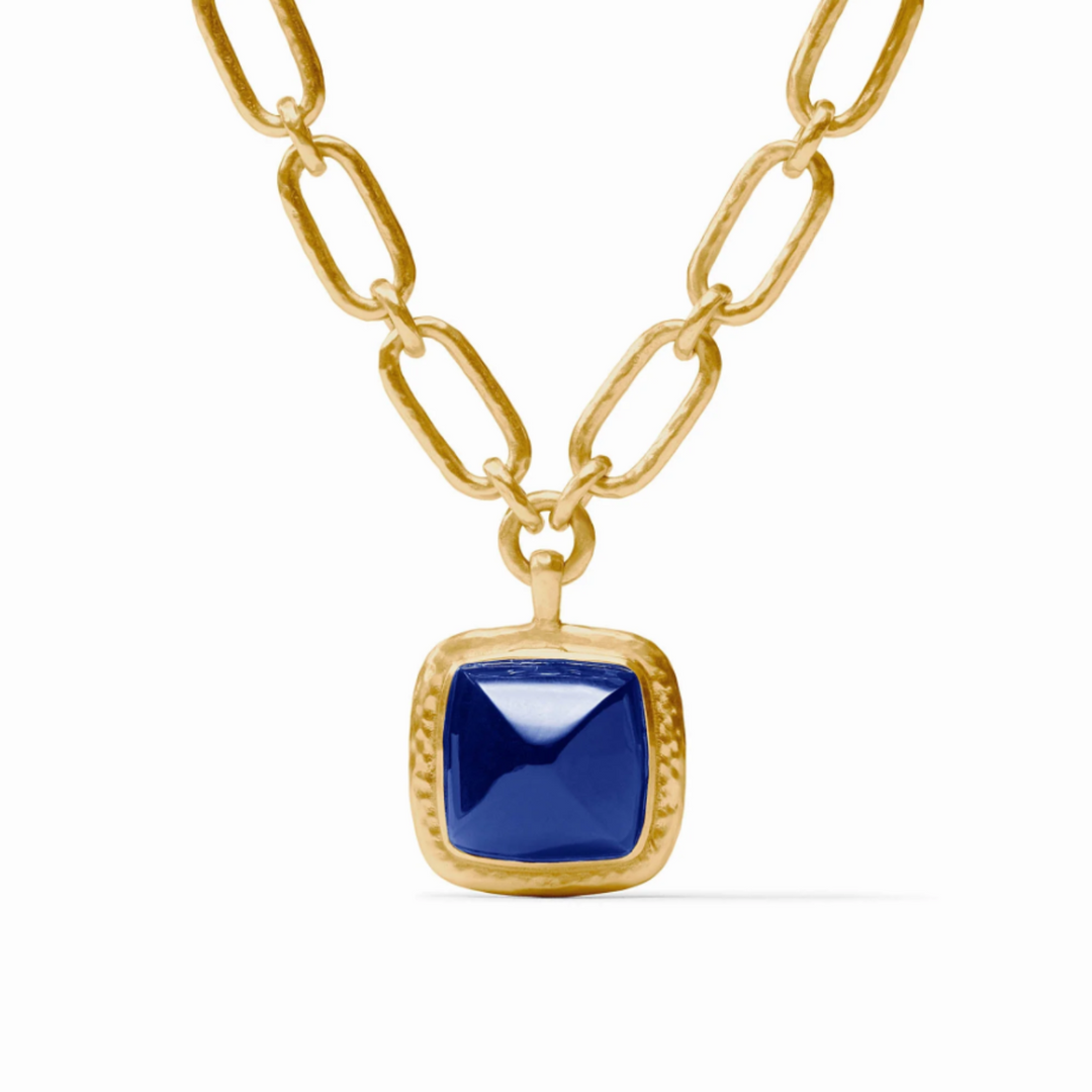 Sahara Statement Necklace In Iridescent Sapphire Blue - 19"