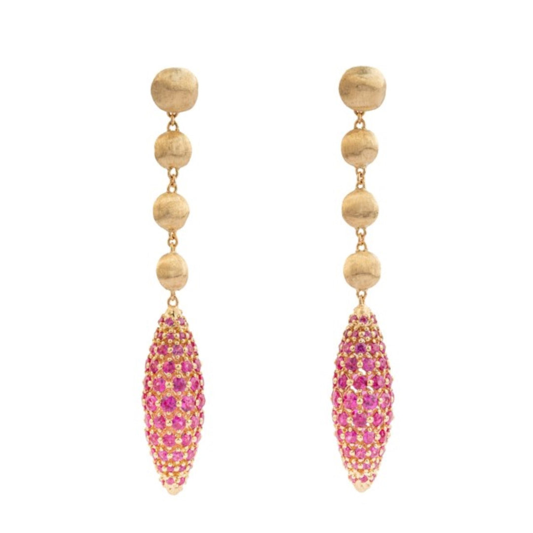 18K Yellow Gold Pink Sapphire Drop Earrings