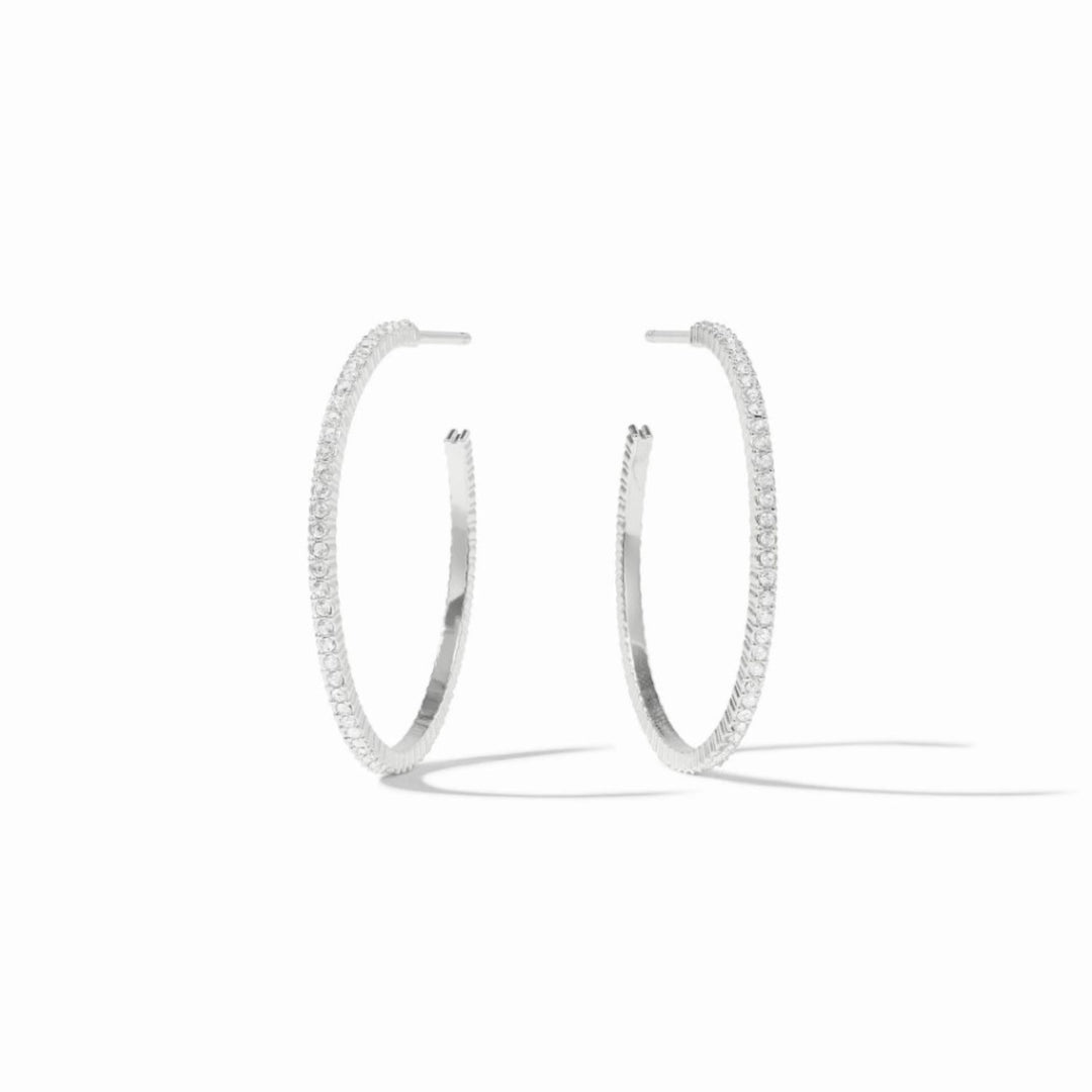 Silver Windsor Hoop With Cubic Zirconia - Medium
