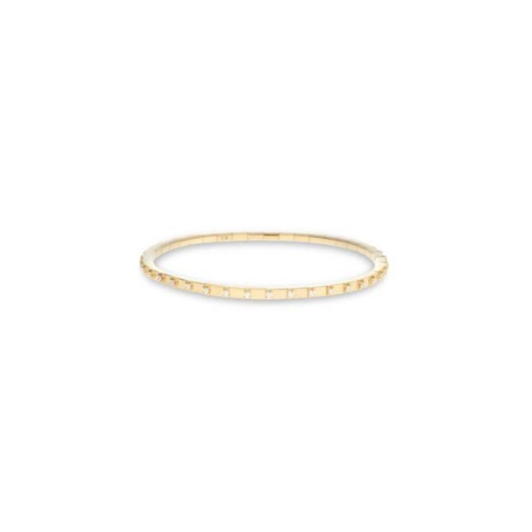 18K Yellow Gold Stretch Tennis Bracelet With Diamond Stations Weighing 0.42cts
