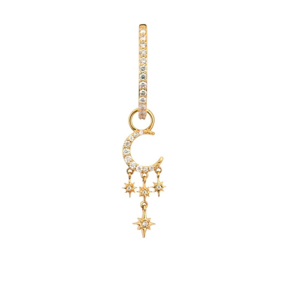 14K Yellow Gold Make A Wish Small Crescent Moon And Star Charm - Single